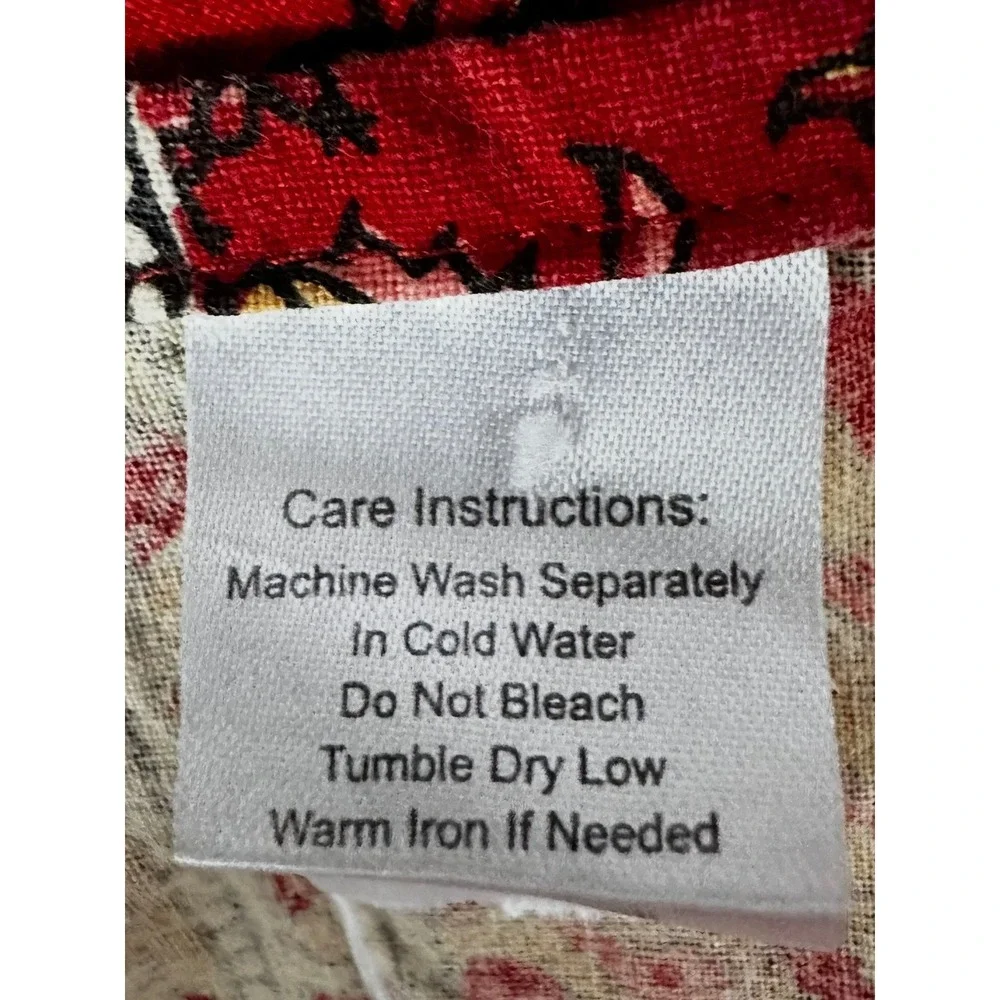 Red Paisley Cotton Halter Neck Apron Floral Boho Kitchen Wrap Made in India